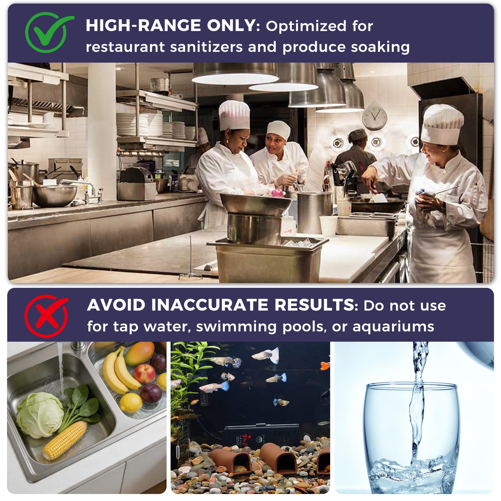 Chlorine Test Strips - 200 Pack for Restaurants & Food Service -5