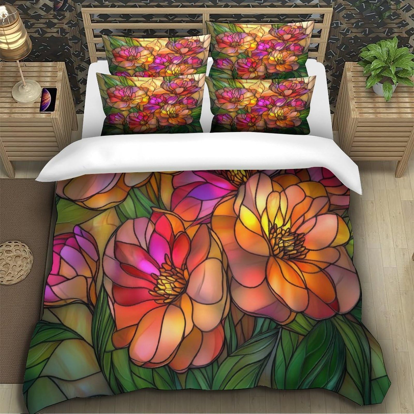 Flamingo-Pärchen Bettbezug Weich 3D Gedruckt Kuschelig Schlafkomfort Bettdeckenbezug 3 Teilig Mikrofaser Reißverschluss mit Kissenbezug for Erwachsene & Frauen Super King（260x220cm）