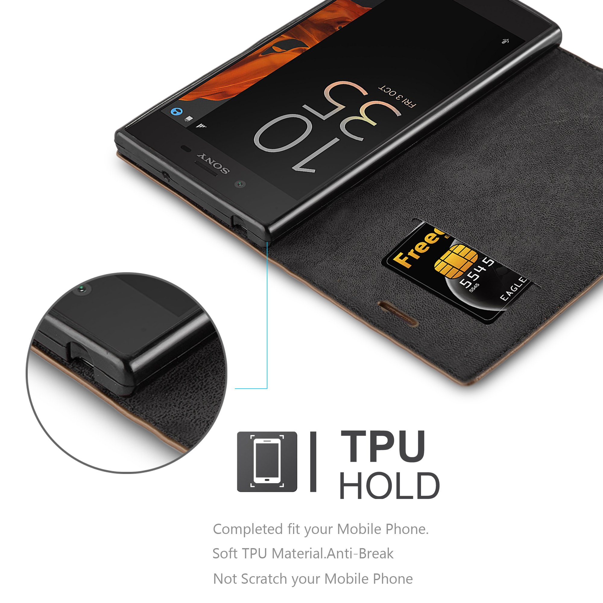 Custodia Cadorabo Per Sony Xperia L3 – Pelle Marrone Con Porta Carte E Stand