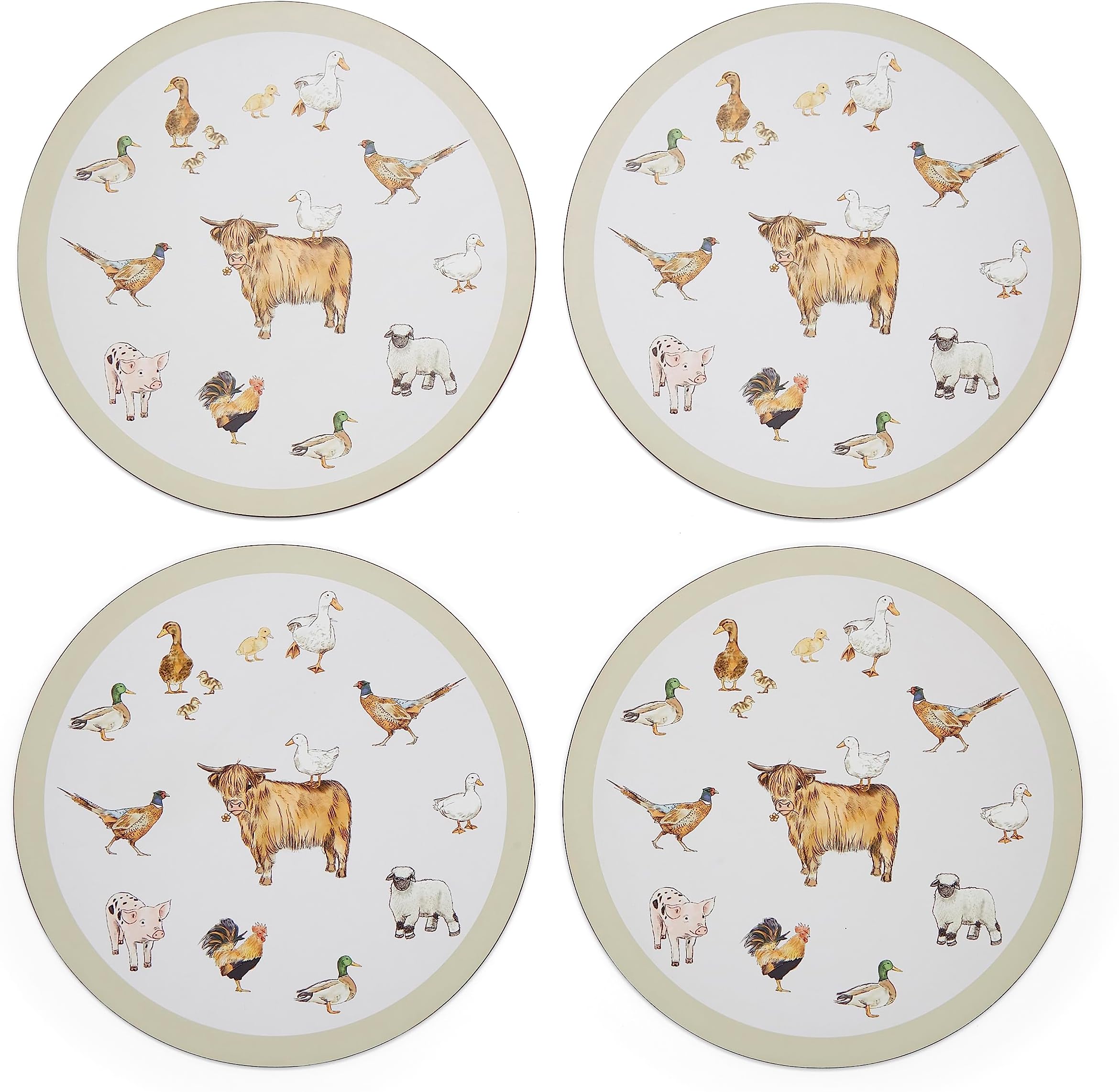 Pack of 4 Table Place Mats | Place Mats For Table With British Designs | Table Mats For All Types Of Kitchens - Buttercup Farm