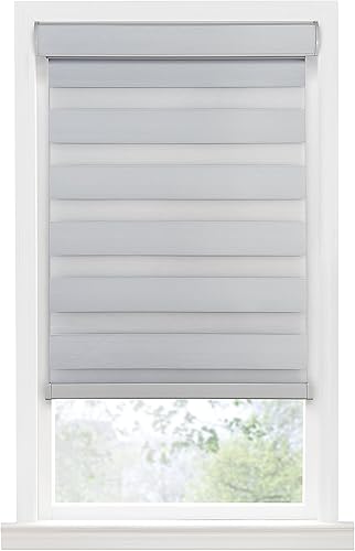 Miniatura 4 de Achim Home Furnishings Persiana celestial sin cordón de doble capa para oscurecer la habitación, 33 x 72 pulgadas, color ostra, CCRD33OY02