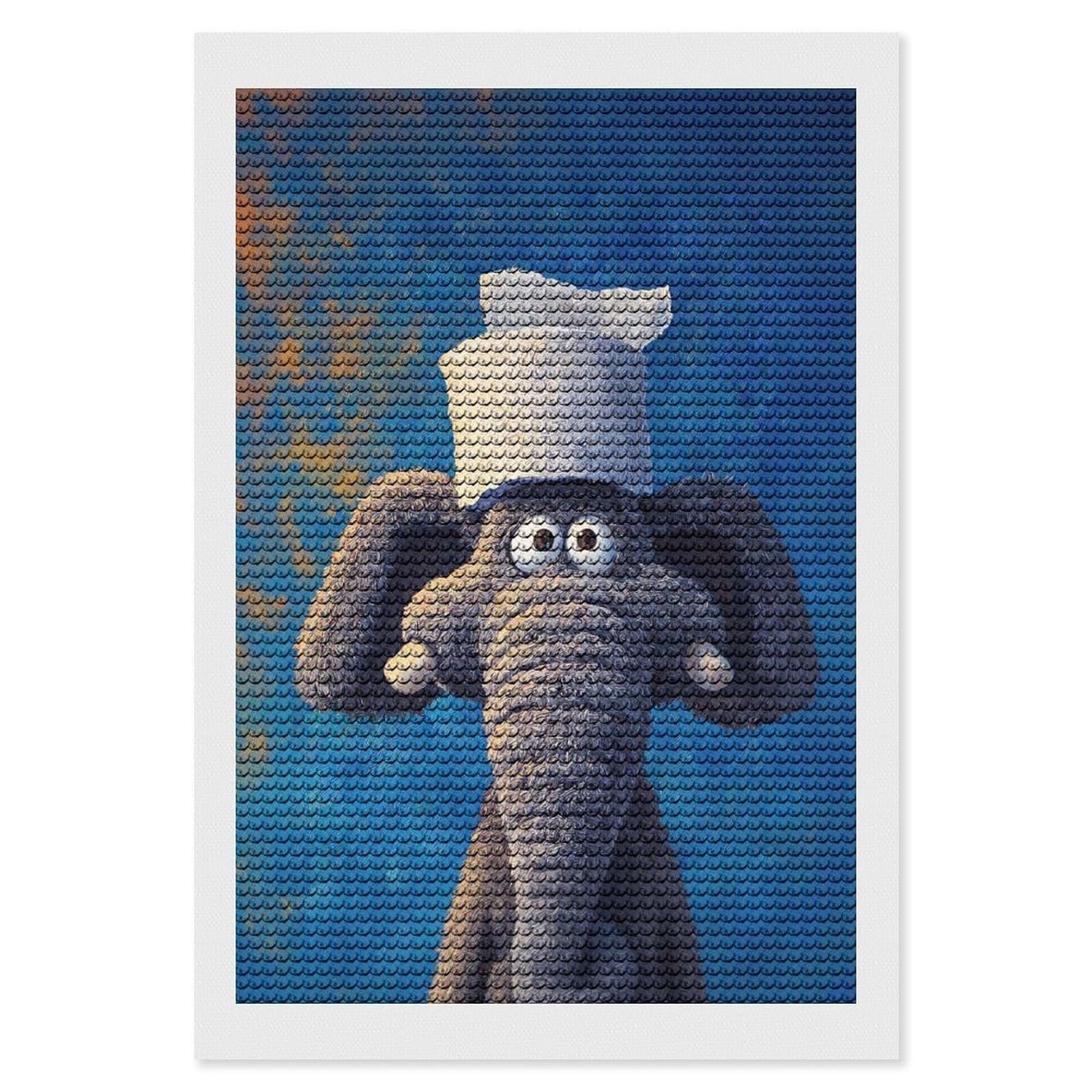 Junmoney Elephant with Hat Painting Crystal Diamond Art Kit 8"x12", Modern Decor, Boho Decor, Wall Art Gift, Decorative Artwork, Creative Hobby