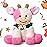 Hopearl Adorable Christmas Plush Cow Toy Floppy Dairy Cattle Soft Stuffed Animal Cute Xmas Gifts for Boys Girls Kids Toddlers, Pink, 9\'\'