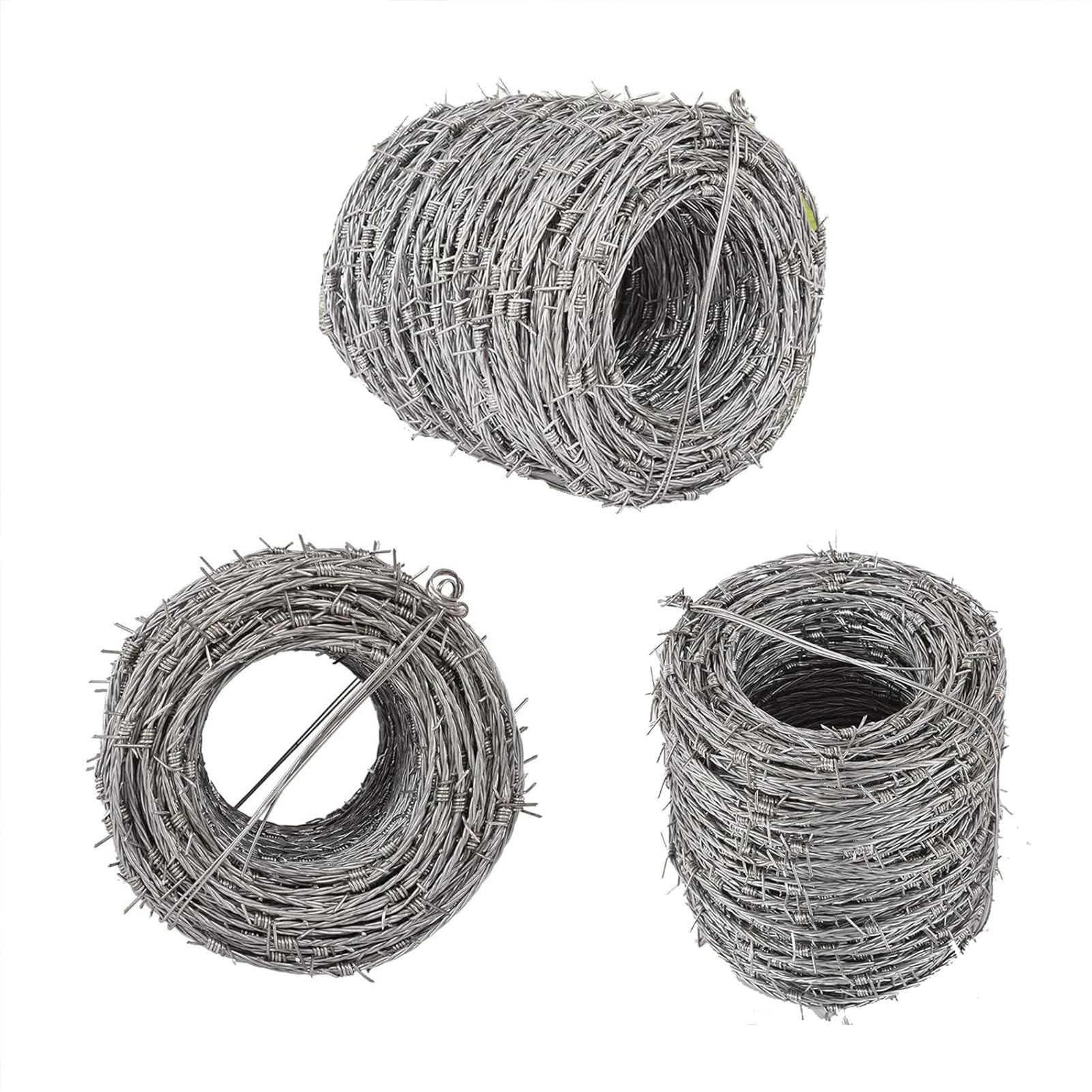 Alambre de púas galvanizado de 4 Puntas, 1,8 mm de Grosor, para Manualidades, cercas, ahuyentador de Animales. Alambre Duradero para Jardines, proyectos de Bricolaje y Uso en Exteriores.