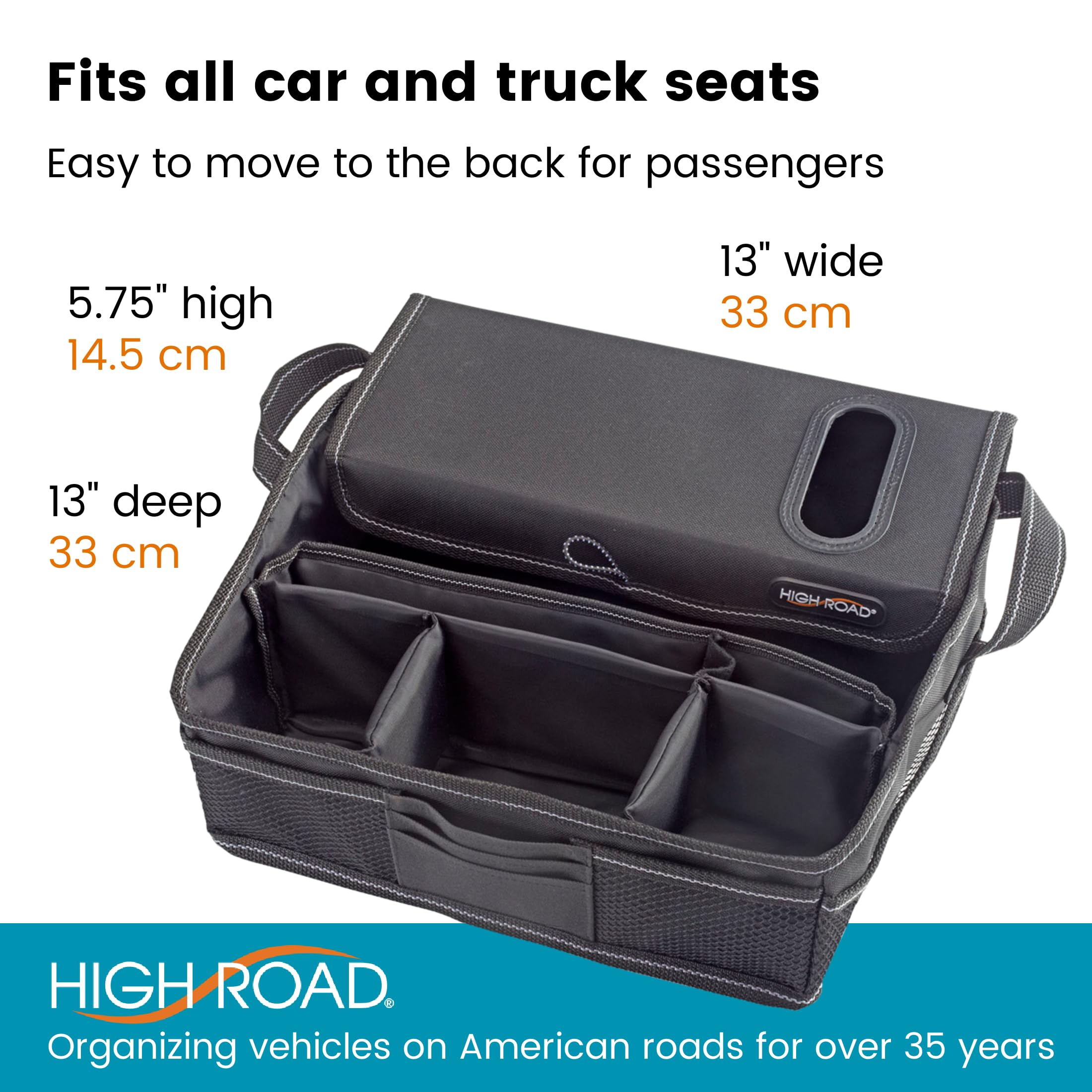 High Road SeatStash Car Front Seat Organizer for Driver and Office Storage with Tissue Holder and Divided Multipurpose Compartments