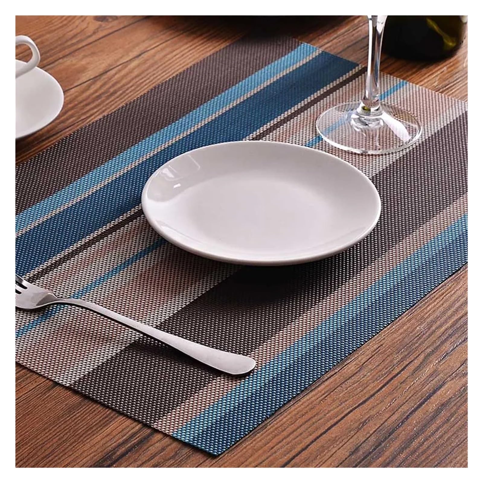 Set de table rayé imperméable 45x30 cm | Lot de 4 dessous de verre assortis pour salle à manger