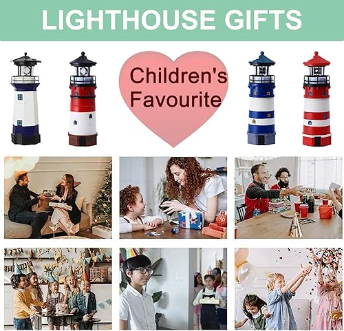 Miniatura 6 de Faro con luces LED de baliza giratoria, lámpara solar para faro decorativo al aire libre para jardín, patio, cubierta de pozo, regalos (azul 1)