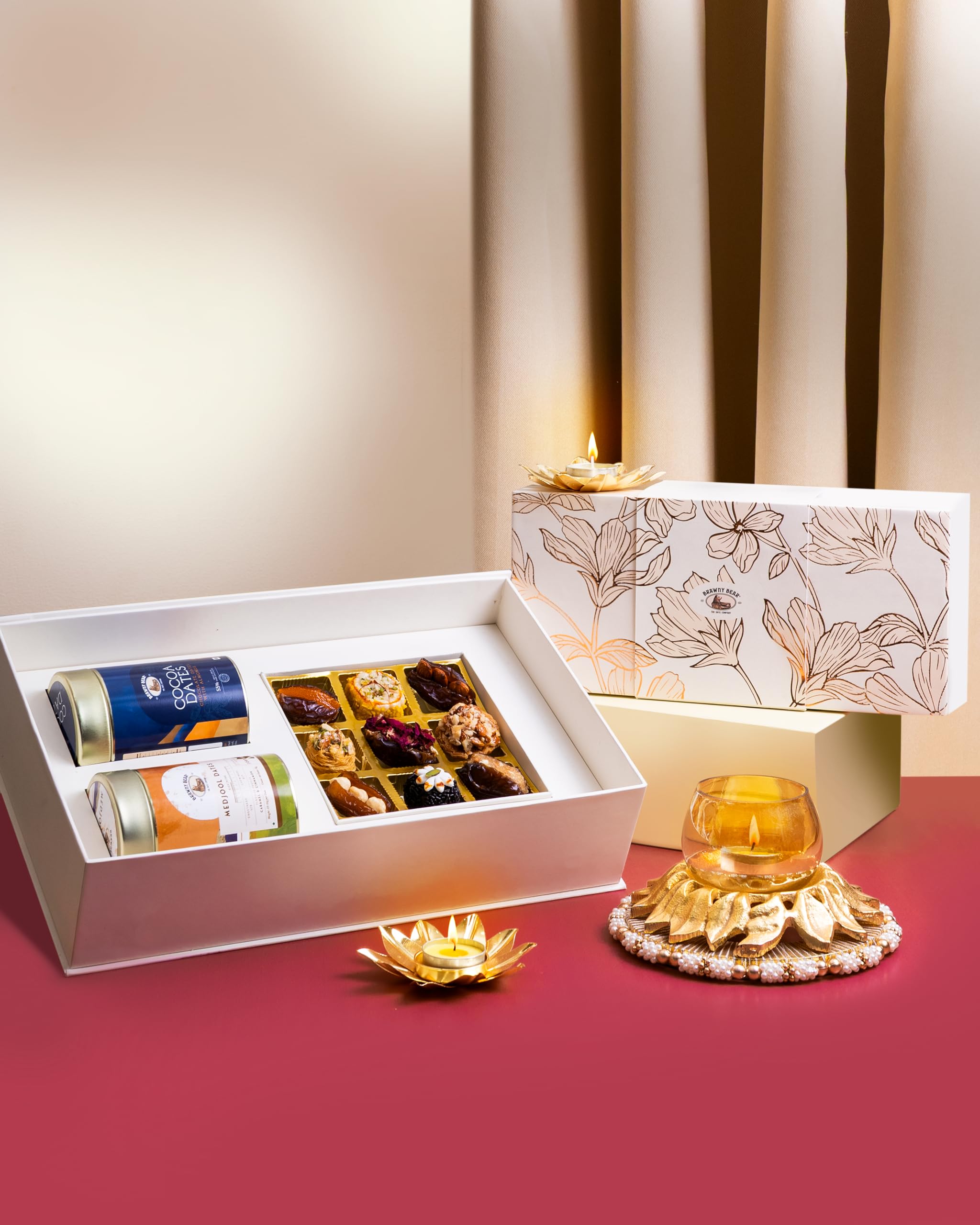 Brawny Bear Chocolate Dates Gift Combo, Medjool Dates, Choco Dates & Premium Stuffed Dates in Rich Tins with 9-Cavity Tray, Perfect For Diwali Gifting, Wedding, Corporate & Festive Gifting-image-41