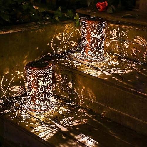 Miniatura 4 de Faroles solares de libélula para exteriores, impermeables, colgantes, luces solares colgantes de libélula para mujeres y hombres, faroles LED