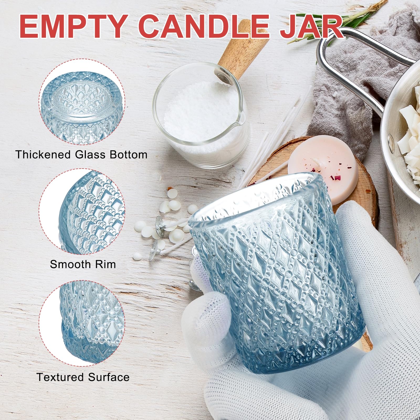 Amazon.com: PATIKIL 6.5oz Glass Empty Candle Jars, 4 Pcs Diamond