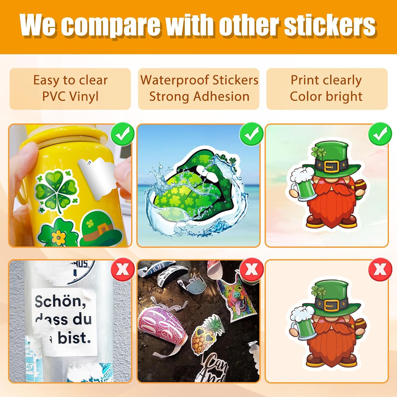 100 PCS St Patrick's Day Stickers of Non Repeating Clover, Irish Holiday Stickers, Scrapbooks,St Patrick's Day Festival Gifts…