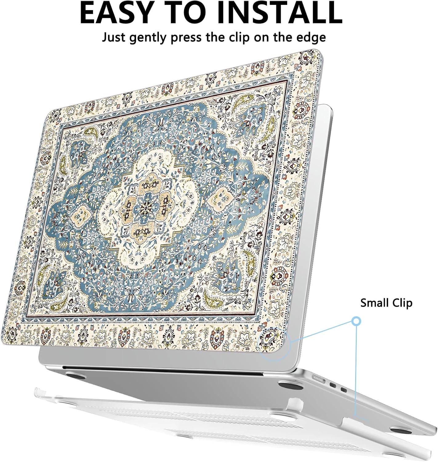 AKIT Compatible with MacBook Air 13 inch Case 2026 2025 2024-2022 M4 M3 M2 A3240 A3113 A2681, Pattern Hard Shell Laptop Case+Screen Protector+Keyboard Cover for MacBook Air 13.6 inch, EuropBlue - Image 4