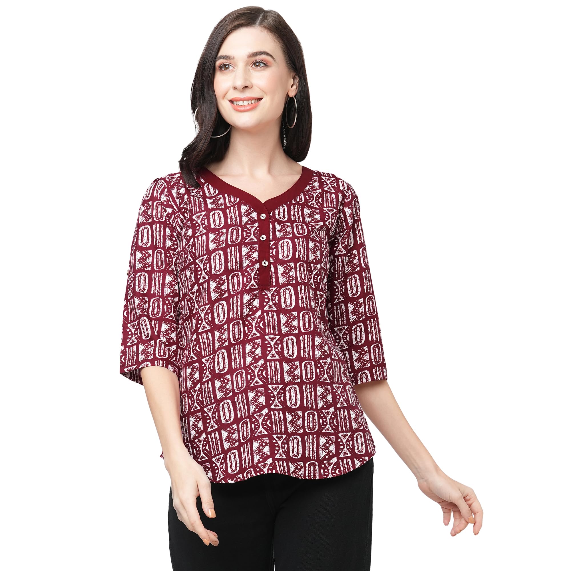 go-4 it Women's Printed Georgette Fabric V-Neck Top-picture-26