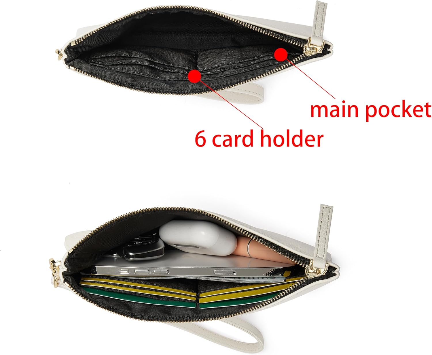 DORIS&JACKY Small Leather Wristlet Clutch Purse for Women Slim Thin Designer Goatskin Cell Phone Pouch Bag with Strap - Image 4