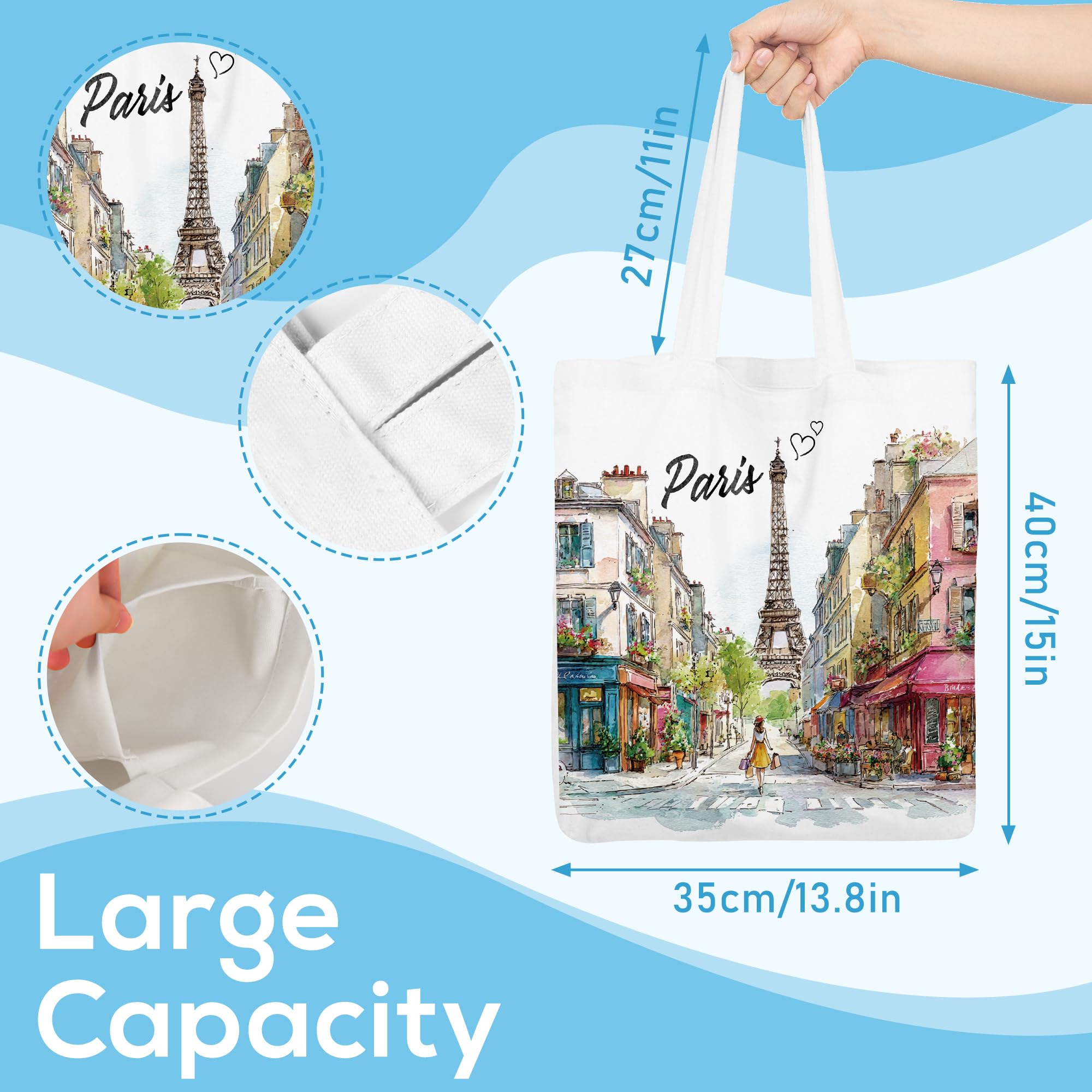 Cotton Tote Bag for Women, Souvenirs Gifts Reusable Cloth Bags Watercolor Art Design Gifts
