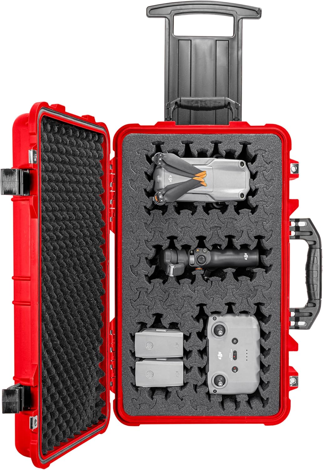Eylar 22" Carry-On Roller Hard Case With Ragar Reconfigurable & Reusable XP Crosslink Foam, Waterproof, Shockproof For Equipment, Drones And Cameras, TSA Standard (2 Ragar Layers) (Red)