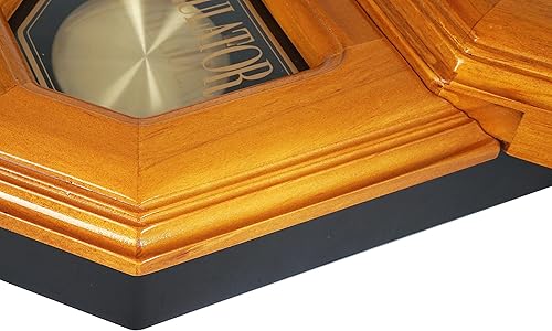 Miniatura 4 de JUSTIME Traditional Schoolhouse - Reloj de pared de péndulo de madera maciza con campanillas cada hora con melodía Westminster (madera natural con