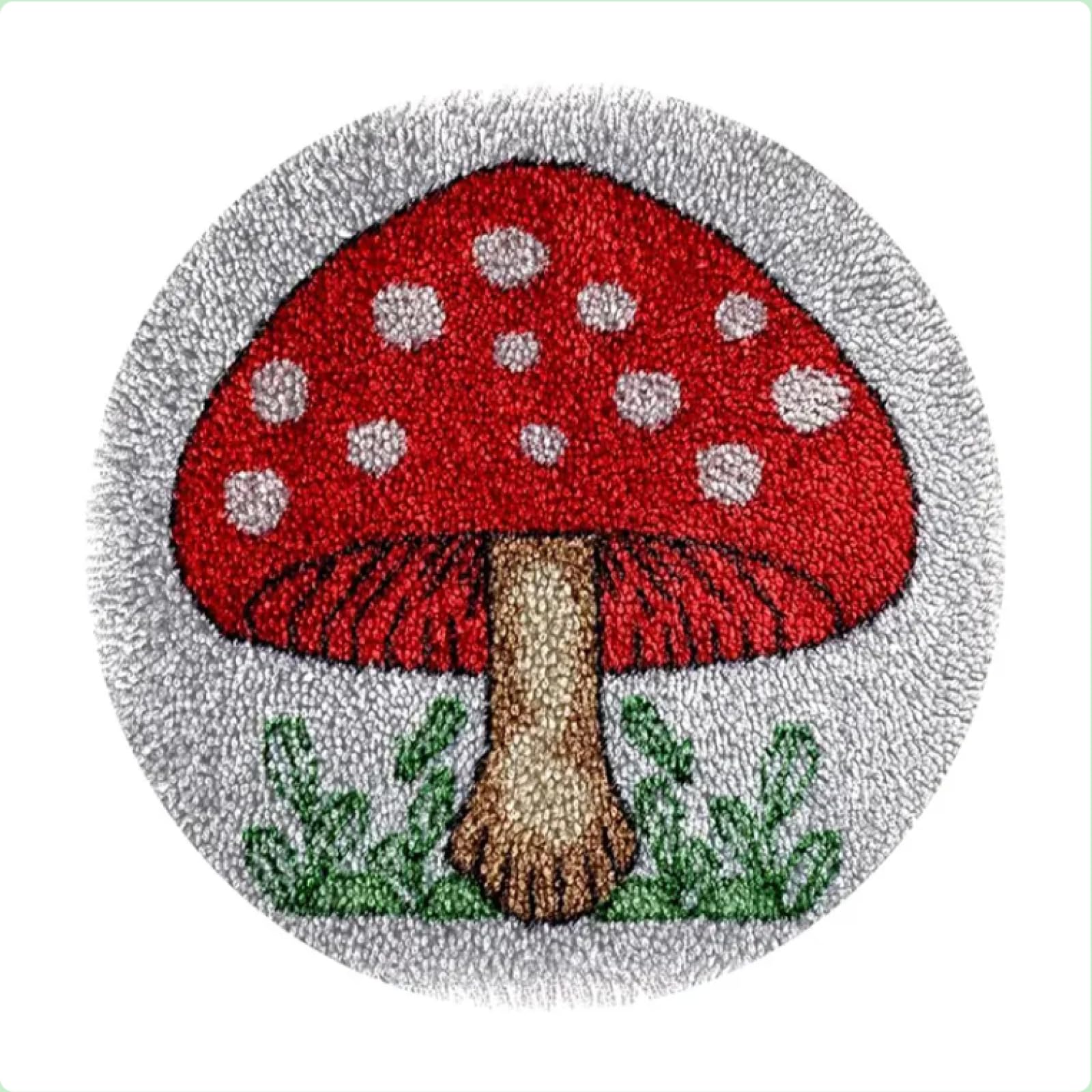 XDEGHUANGSS Mushroom Latch Hook Rug Kit: DIY Crochet Cushion Cover