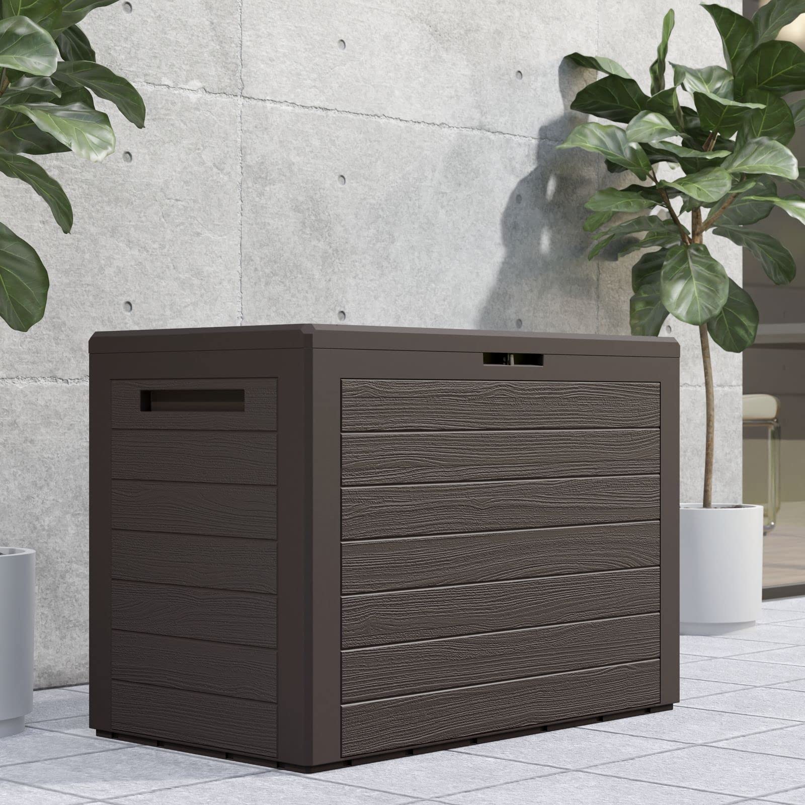 Casaria® Baule da Giardino Lille 190 L Effetto Legno Orgenizer Box Giocattoli 78x44x55cm Multibox Impermeabile Esterni