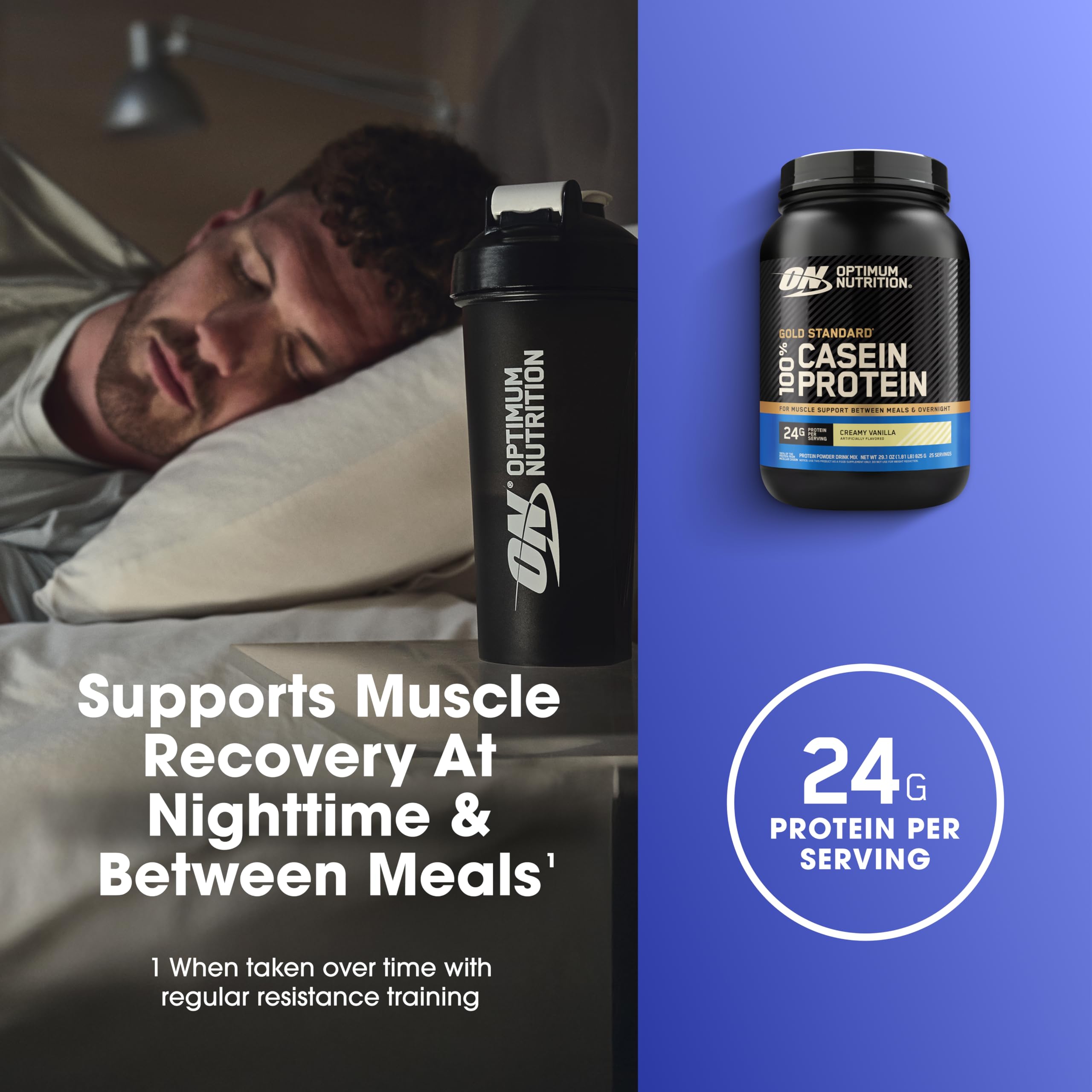 Optimum Nutrition Gold Standard 100% Proteine Caseina in Polvere, Gusto Vaniglia Cremosa, 924g, 28 Porzioni