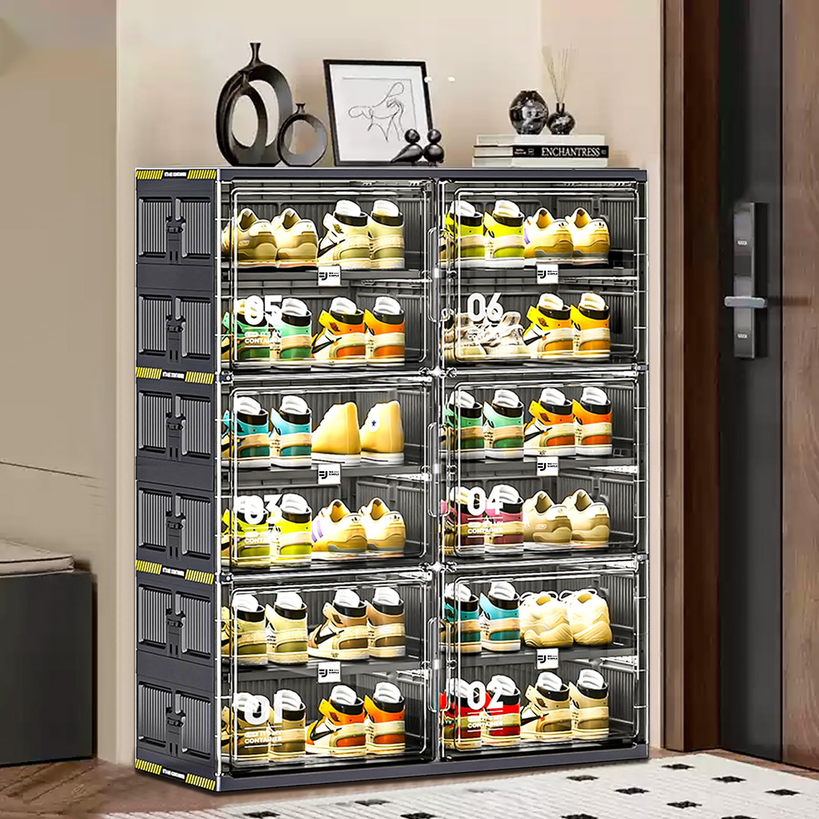 Amazon.com: wesimple 24 Pairs Portable Shoe Storage Cabinent of 3