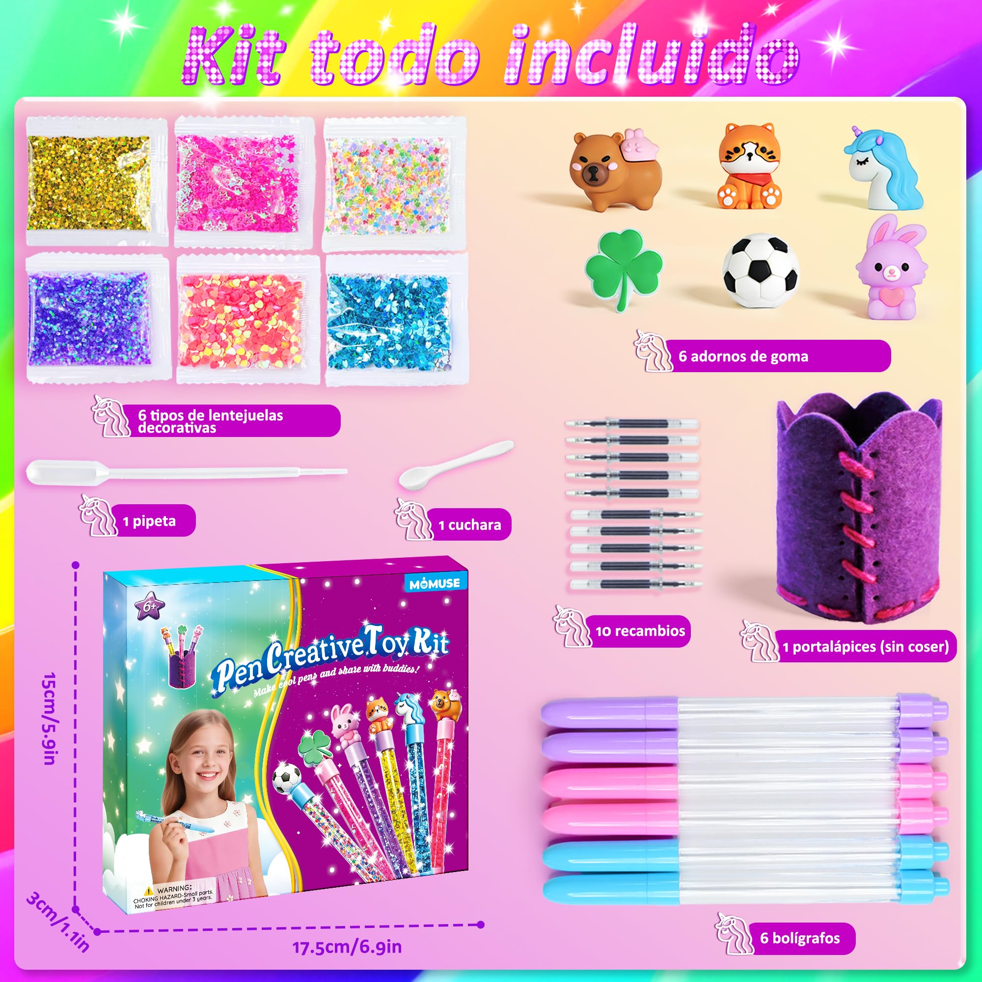 MOMUSE Laboratorio de Boligrafos con Portalápices DIY, Regalo para Niños de 6 7 8 Años, Kit de Manualidades y Costura para Niñas de 9-12 Años, Regalos de Cumpleaños, Pascua para Niños de 6 a 12 Años — view 7