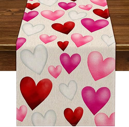 Nepnuser Camino de mesa para el día de San Valentín, aniversario, boda, vacaciones, fiesta, decoración de corazón, hogar, cocina, comedor, 72