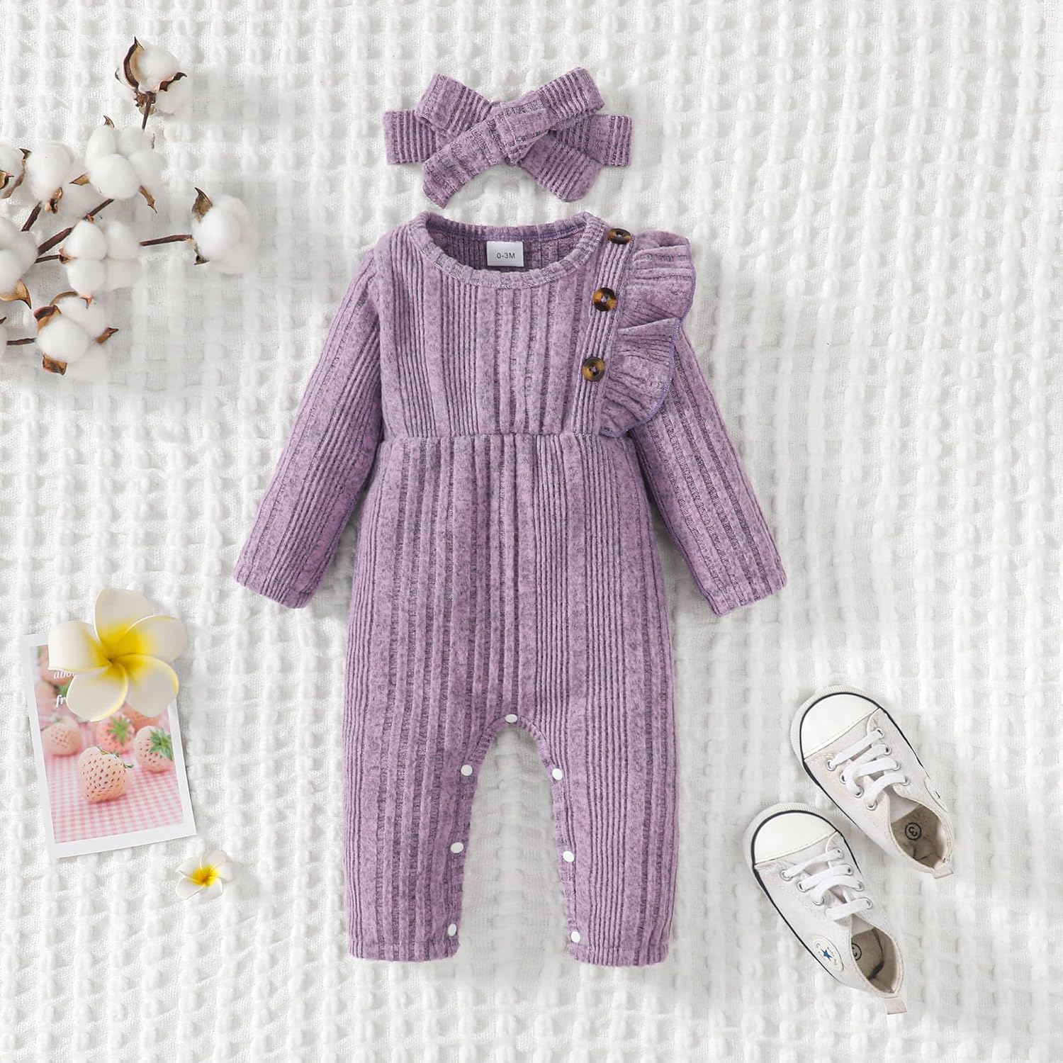 Infant Baby Girl Clothes Newborn Girl Romper Fall Winter Outfit Ruffle Long Sleeve Jumpsuit Romper Cute Baby Girl Outfit - Image 4