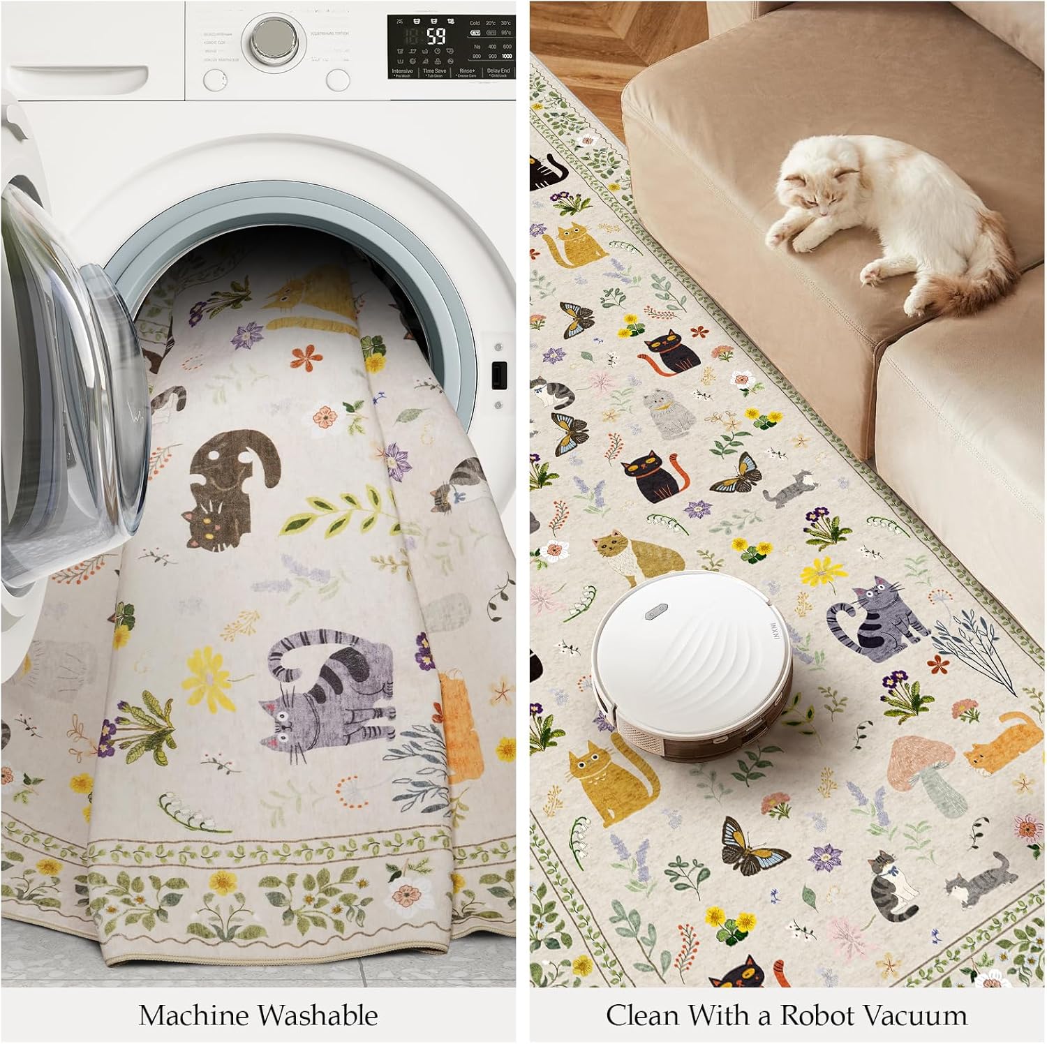 3x7 Washable Rug Runner, Non Slip Low Pile Hallway Cat Runner Rug, Stain Resistant Pet & Kids Friendly Carpet for Kitchen, Entryway, Bedroom, Living Room, Laundry Room