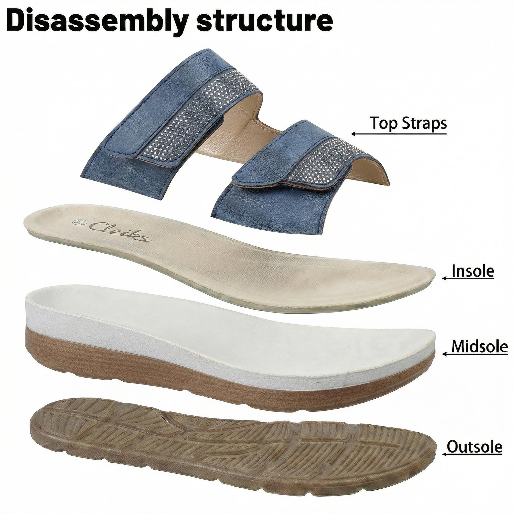 Sandali Aperti Donna Pantofole con Chiusura a Strappo Sandali Infradito Larghi Scarpe Estive Scarpe Ortopediche Ciabatte