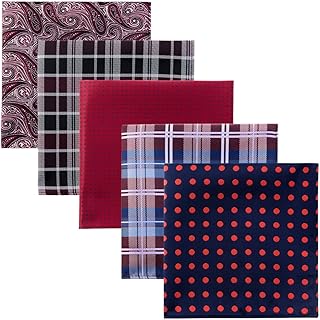 Retreez 5 Piece Assorted Woven Microfiber Premium Pocket Square Gift Box Set - Set 008