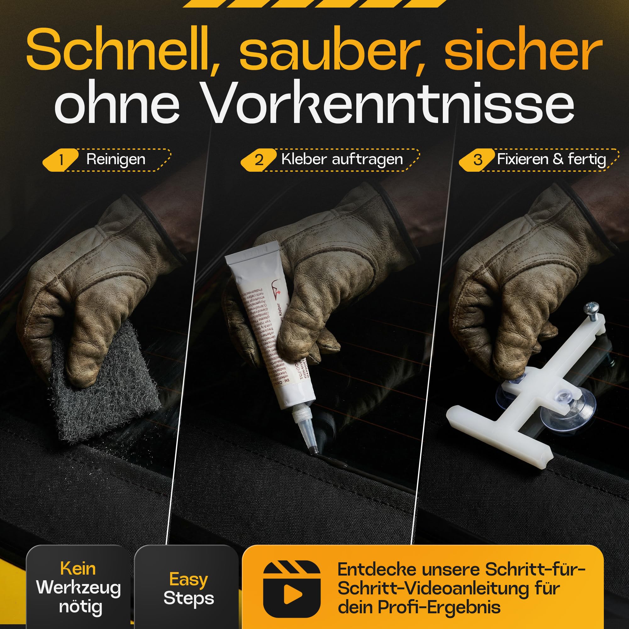 Cabrio Verdeck Scheiben Reparatur Set Heckscheibe
