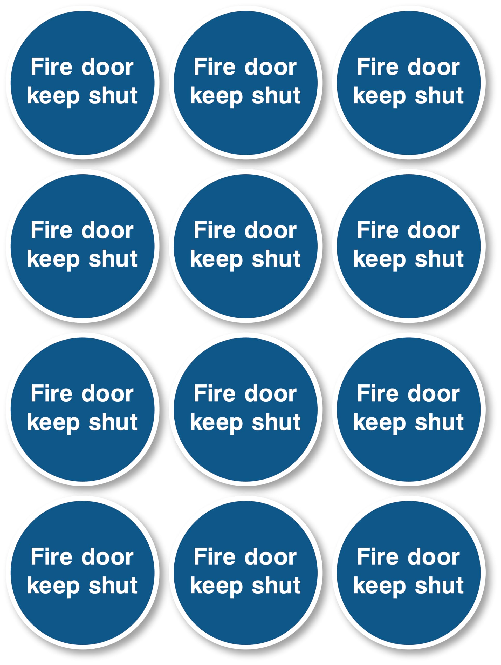 PrintR Fire Door Keep Shut Signs, 80 mm Self Adhesive Vinyl, 12 Pack