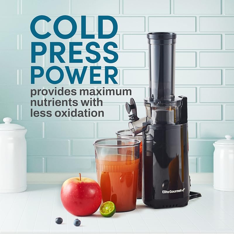 Elite Gourmet EJX600 Hidegprés Gyümölcslé Készítő, Kompakt Juice Maker