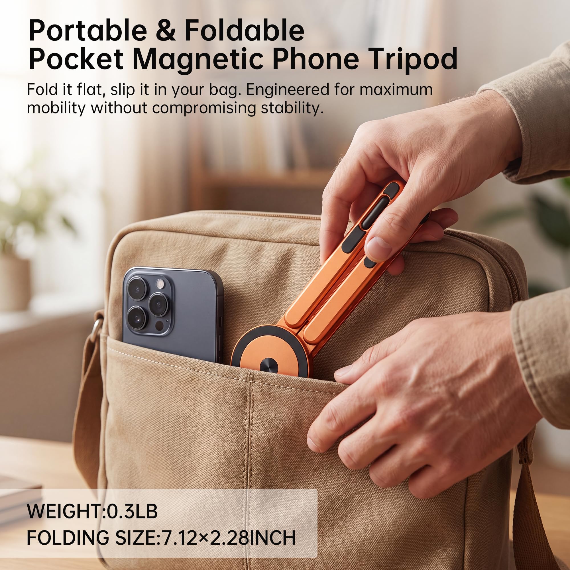 Soporte portátil para laptop, 3 en 1 magnético plegable ajustable, para escritorio | Aleación de aluminio, ligera, compacta, altura de 8 niveles, ergonómica, para teléfono/tableta, oficina en casa/viajes
