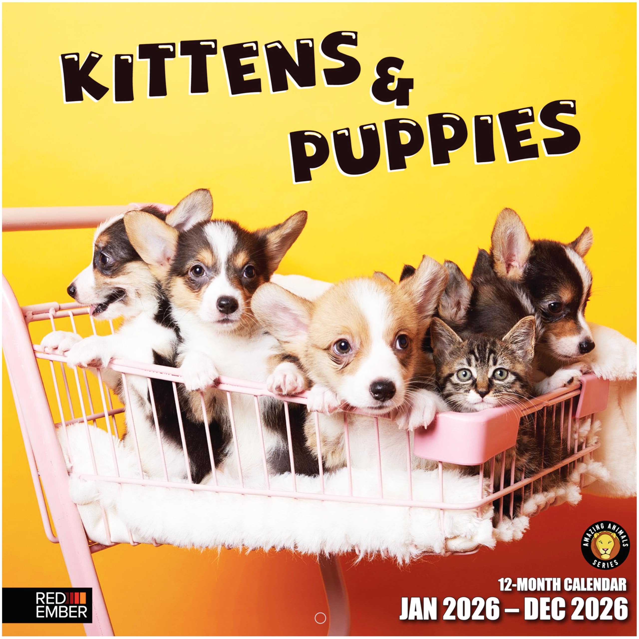 Locker.Ink | Fresh for 2026: Kid-Friendly Calendars to Spark Creativity RED EMBER Kittens & Puppies 2026 Wall Calendar