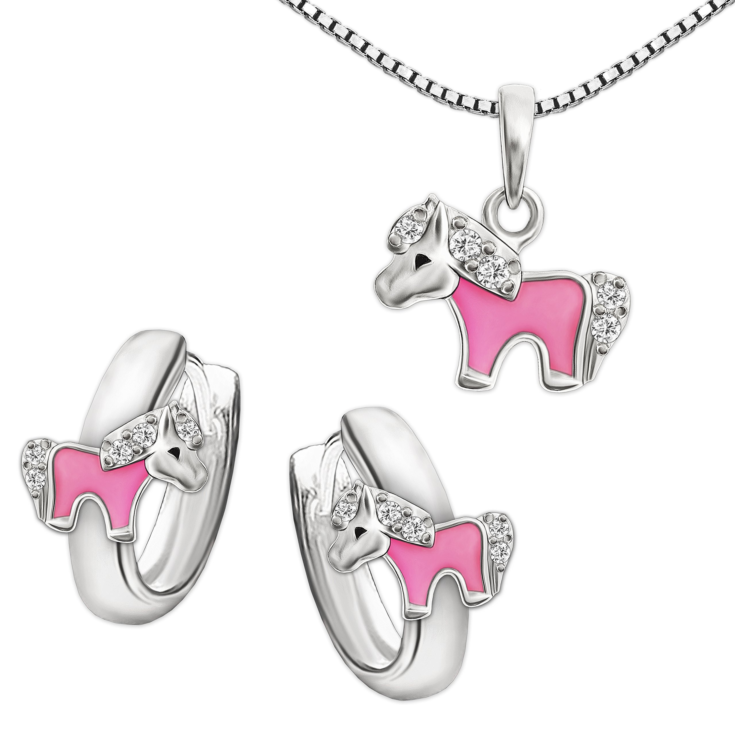Clever - Set de joyas para niñas, inclue cadena de 40 cm con colgante y pendientes, plata 925