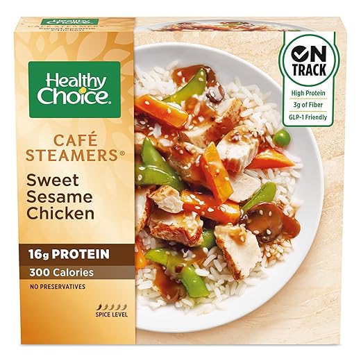 Healthy Choice Cafe Steamers Sweet Sesame Chicken, Convenient Microwave Meal Made With No Preservatives, Frozen Meal, 9.75 OZ Bowl