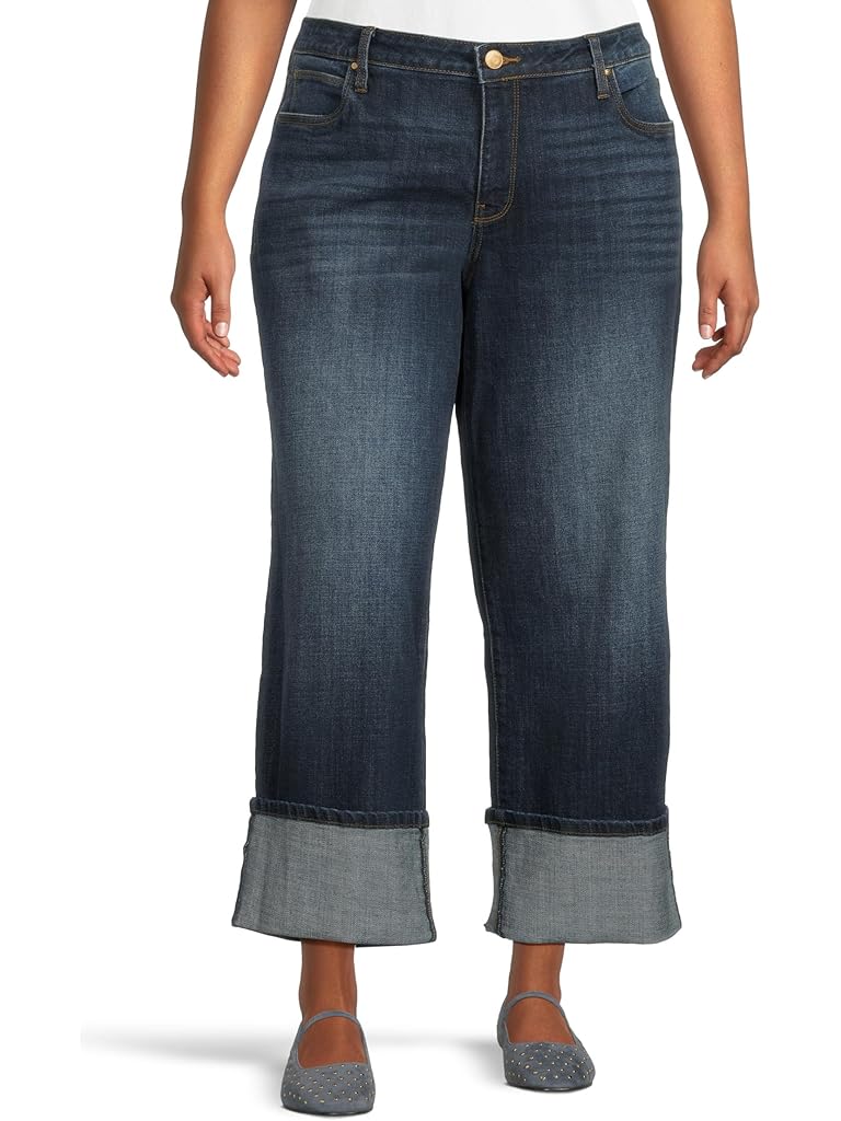 Black KUT from the Kloth Plus Sienna High Rise Straight Leg-roll Up 5"