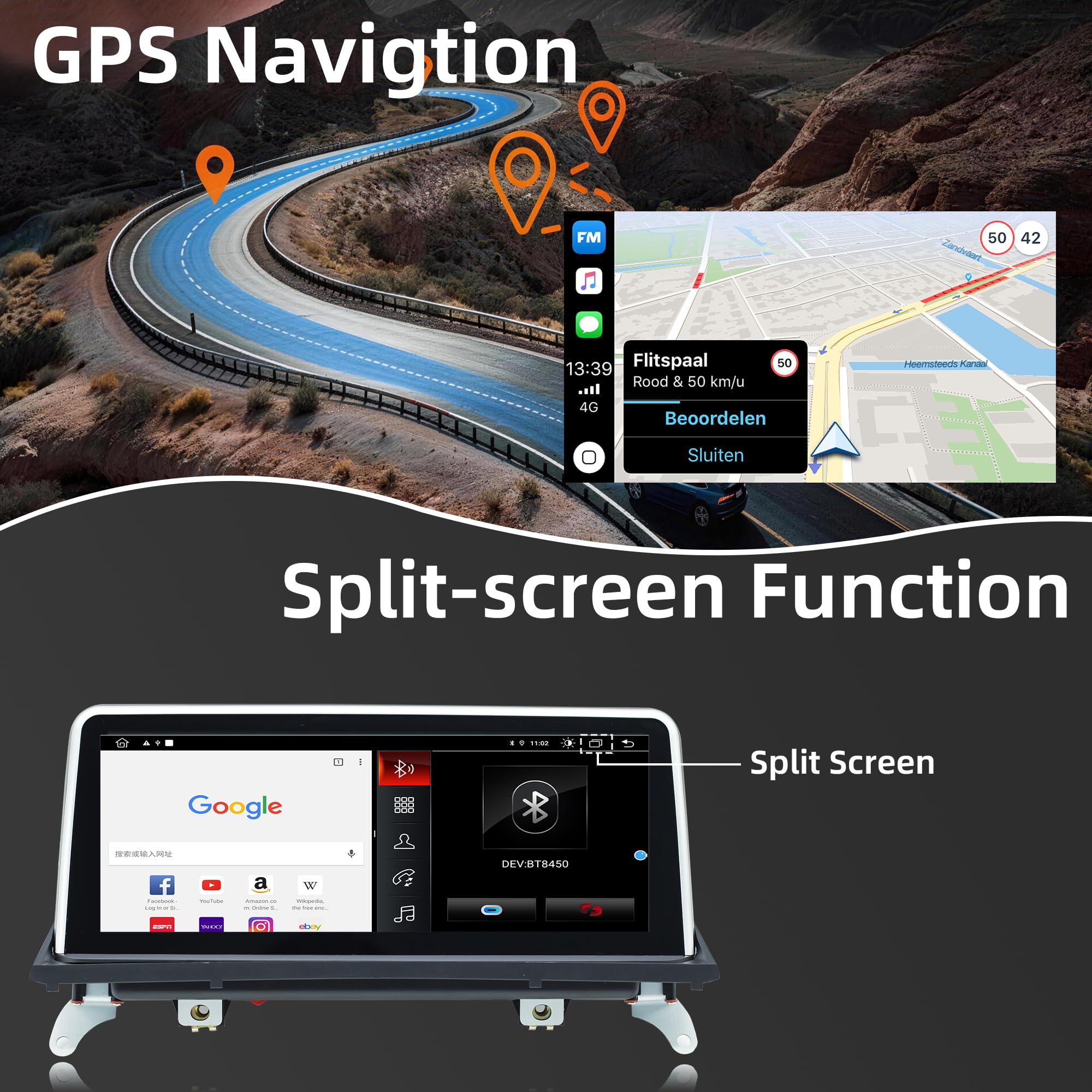 10,25-Zoll-Android-Autoradio für BMW X5 X6 E70 E71 (2007–2010) CCC-System kabelloses Carplay Android Auto, iDrive, Bluetooth, 4G/WiFi, [4+64G]