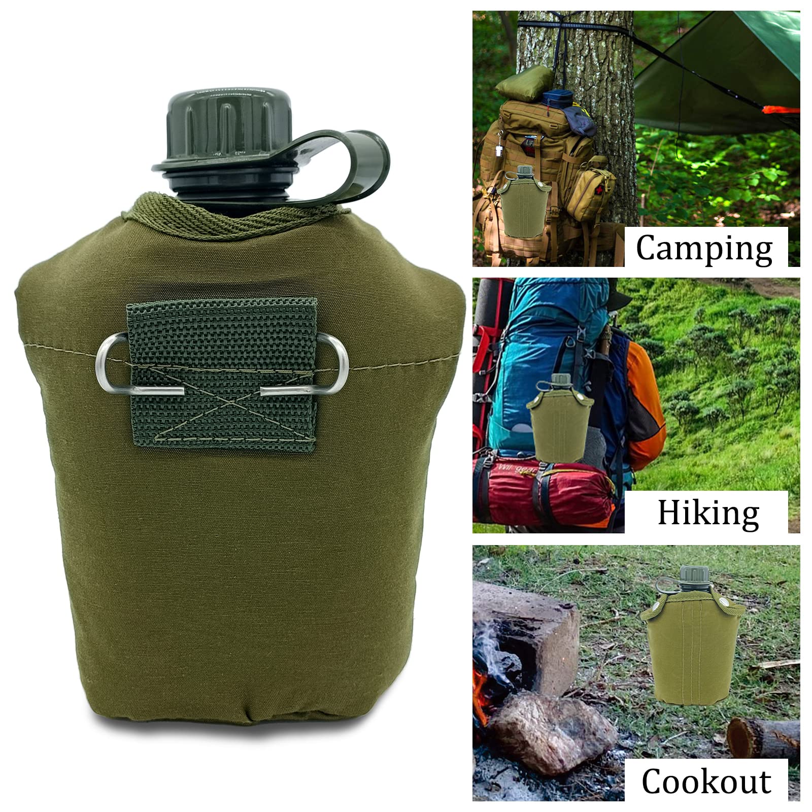 DOMINATOR URBAN COMBAT Gourde militaire américaine de 1 l avec gobelet de 0,5 l - Bouteille militaire de 1 l avec gobelet en aluminium - Bouteille