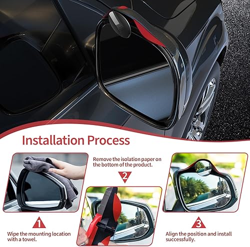 Miniatura 5 de Espejo de punto ciego para automóvil con cejas laterales de lluvia, espejo retrovisor convexo HD gran angular 2 en 1 con protectores de lluvia,