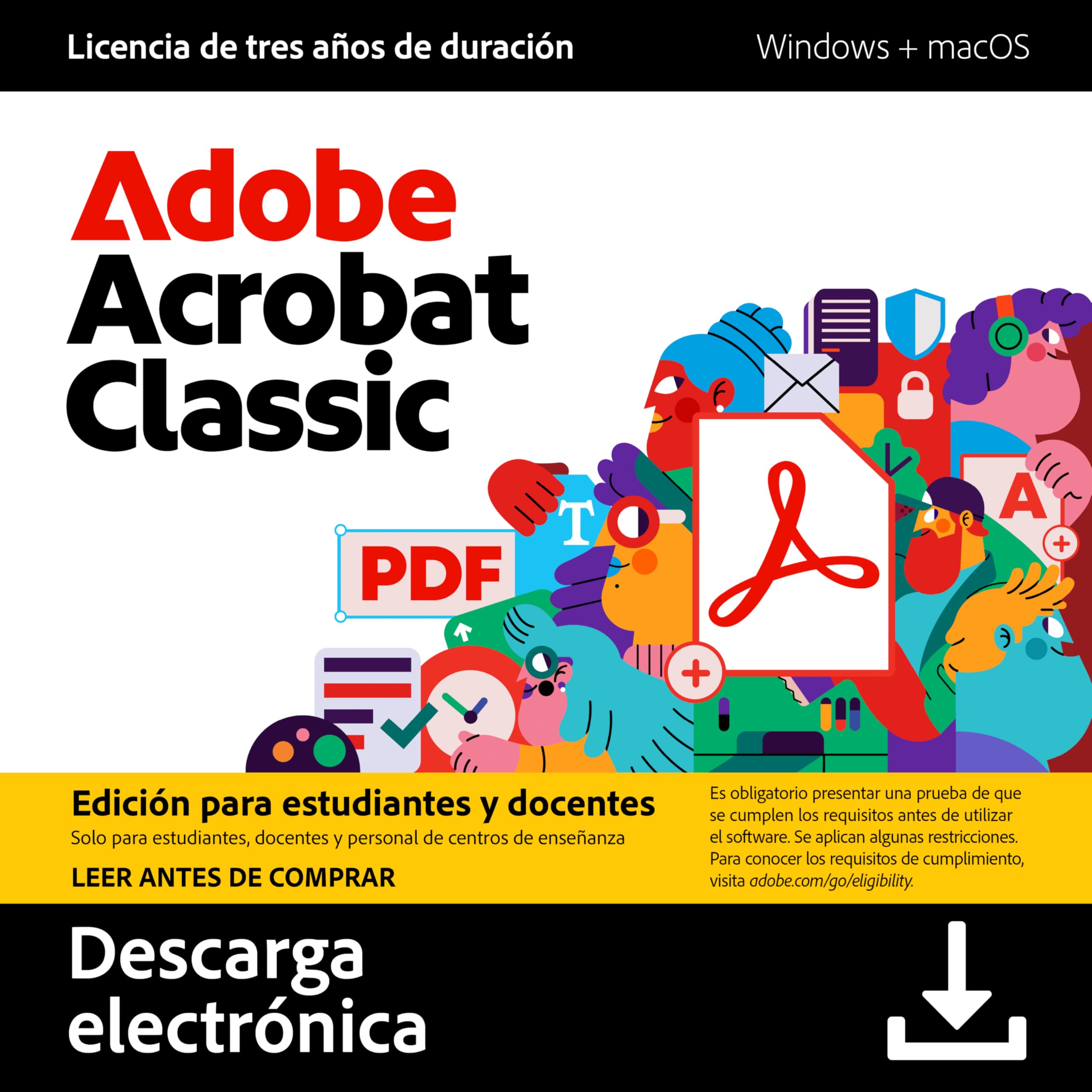 Adobe Acrobat Pro 2024 Licencia 3 años Estudiante y Profesor Editar PDF PC Mac Descarga Digital