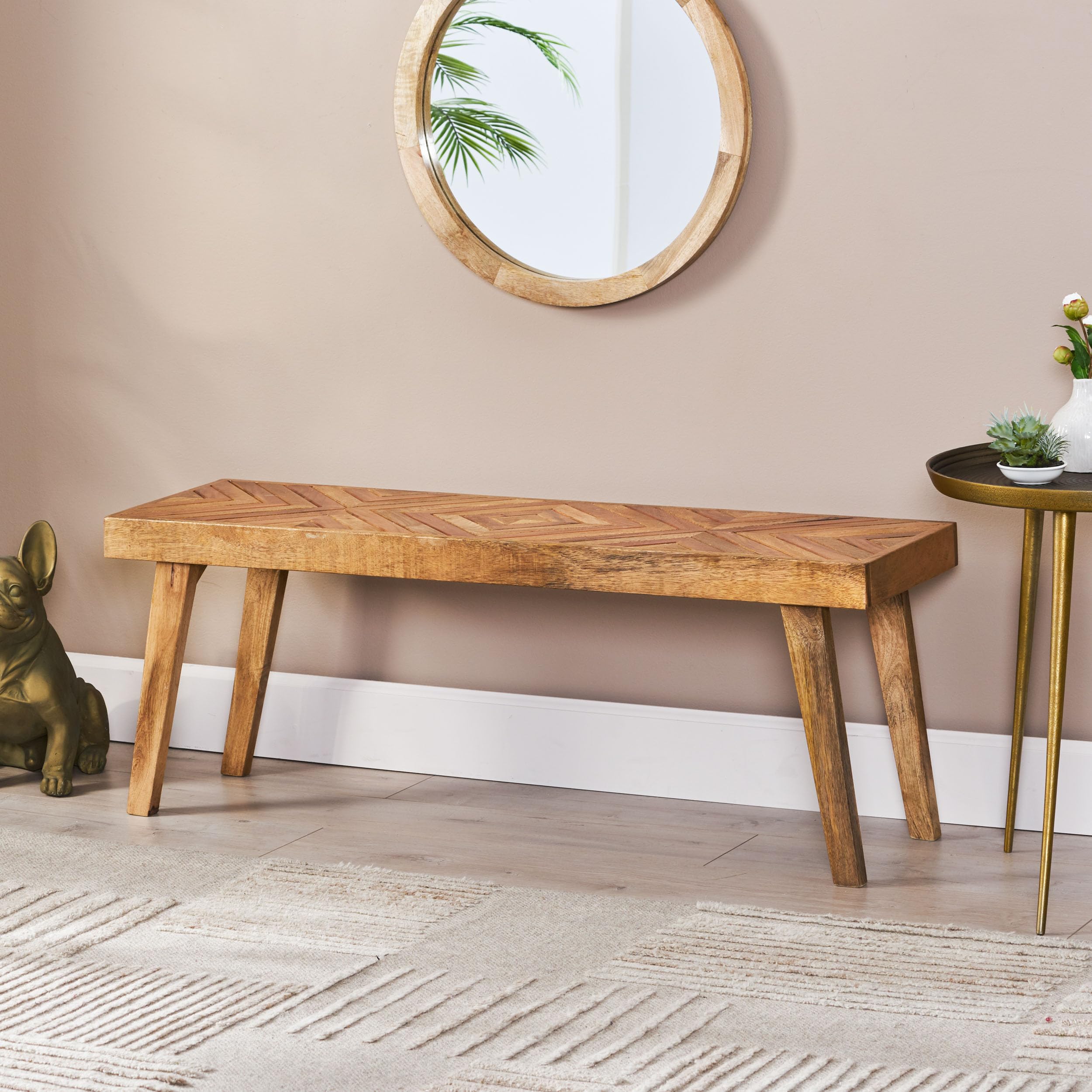 Christopher Knight Home Fircrest Wooden Rectangular Dining Bench, Kitchen Extra Seat, Entryway Bench for Home Hall Living Room, Natural