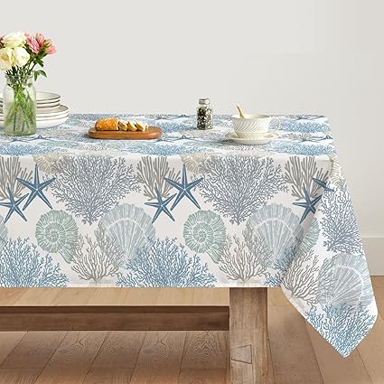 Artoid Mode Shells Starfish Coral Reefs Summer Table Cloth, Rectangular ...