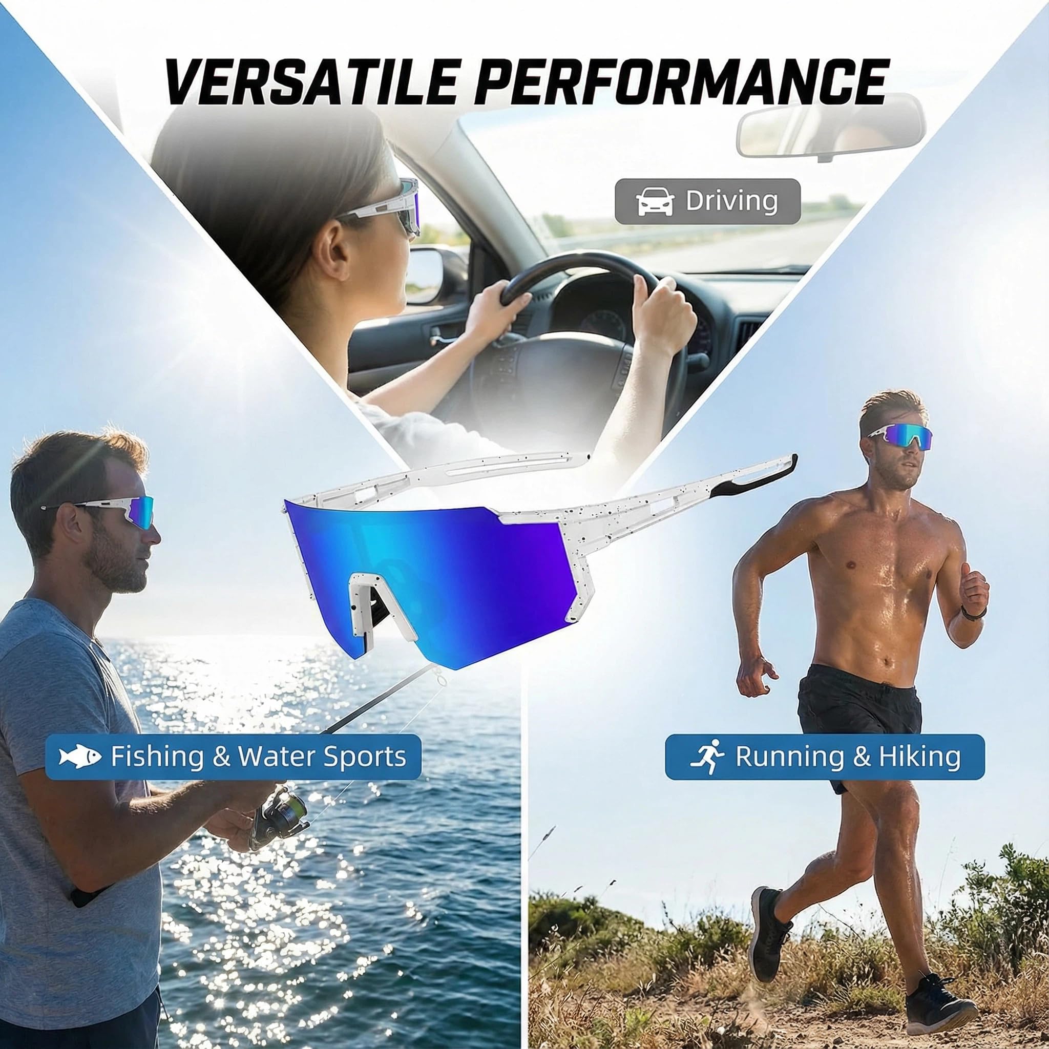 Occhiali da sole sportivi polarizzati per uomo e donna, protezione UV per esterni, occhiali da sole, ciclismo, pesca, baseball, corsa