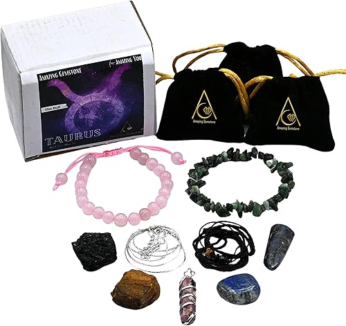 Miniatura 6 de Regalos para el cáncer, kit de cristal del zodiaco para mujeres y hombres, conjunto combinado de piedras curativas, pulseras y collares, pulseras