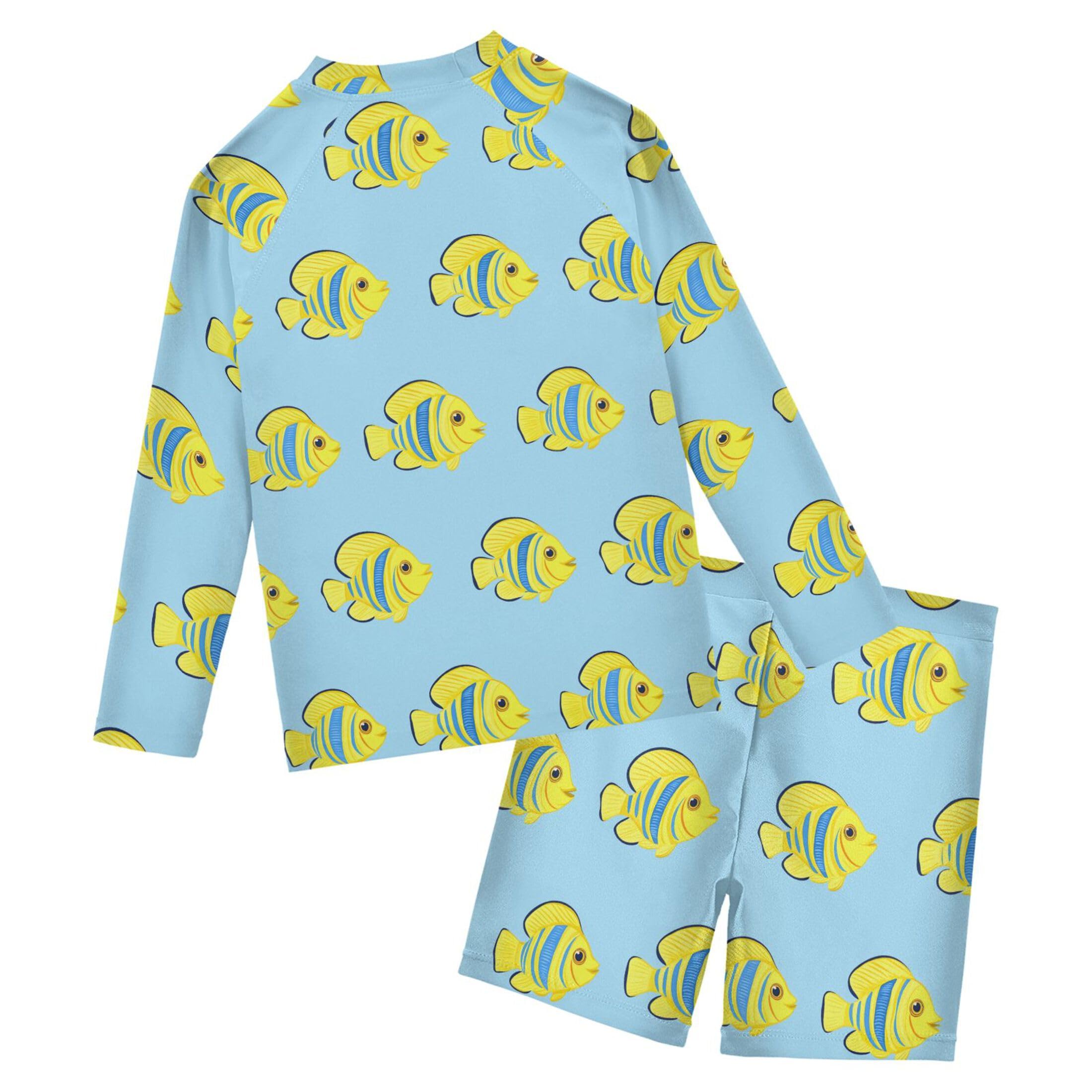 Cute Fish Baby Boys' Toddler Long Sleeved Rashguard Swim Bathing Suit Set B0404671