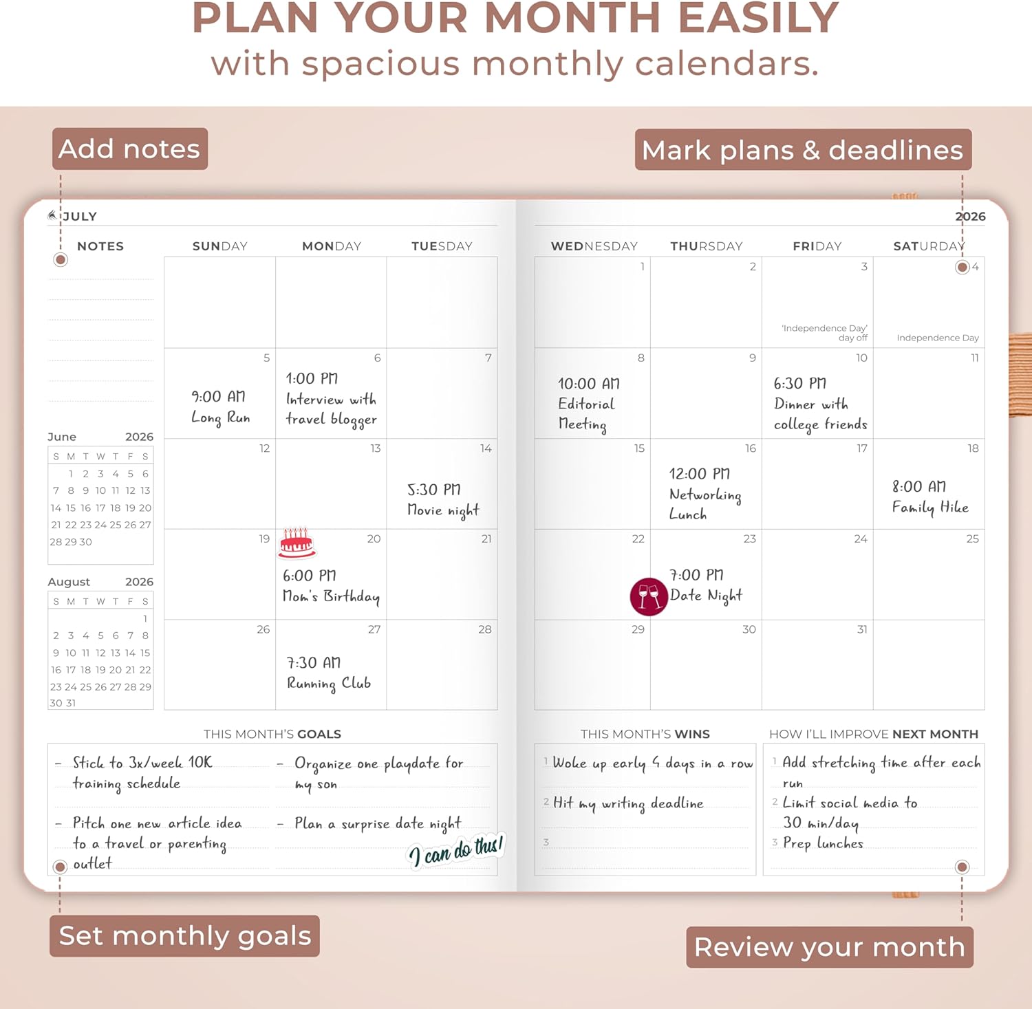 Clever Fox Dated Planner Premium 2026 – Weekly Agenda for Planning & Time Management –Notebook with Habit Tracker & To-do List (Rose Gold)