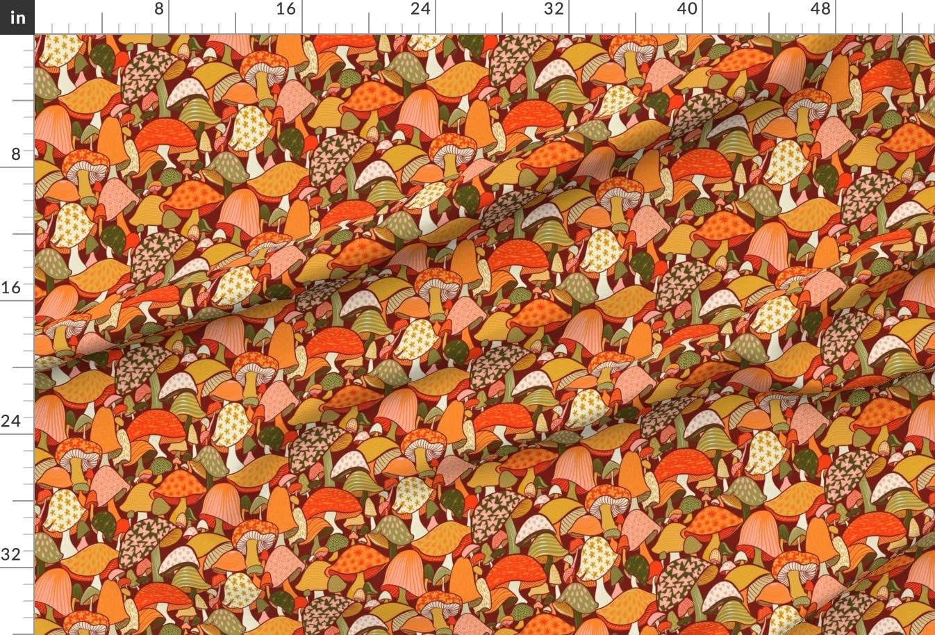 Spoonflower Fabric - Orange Psychedelic Hippie Groovy 70S Seventies 60S Sixties Mushrooms Printed on Minky Fabric by The Yard - Sewing Baby Blankets Quilt Backing Plush